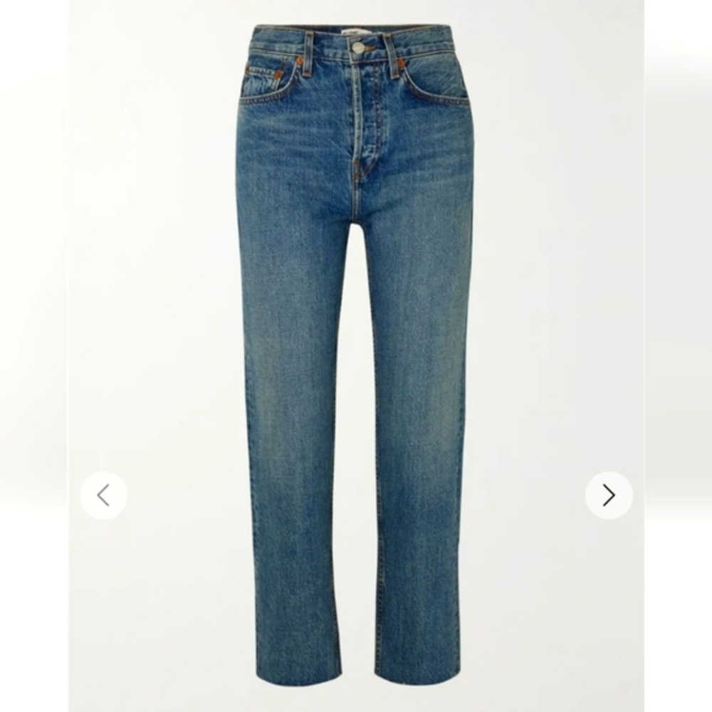NWT RE/DONE 70s Ultra High Rise Stove Pipe Denim Jeans * Measurements